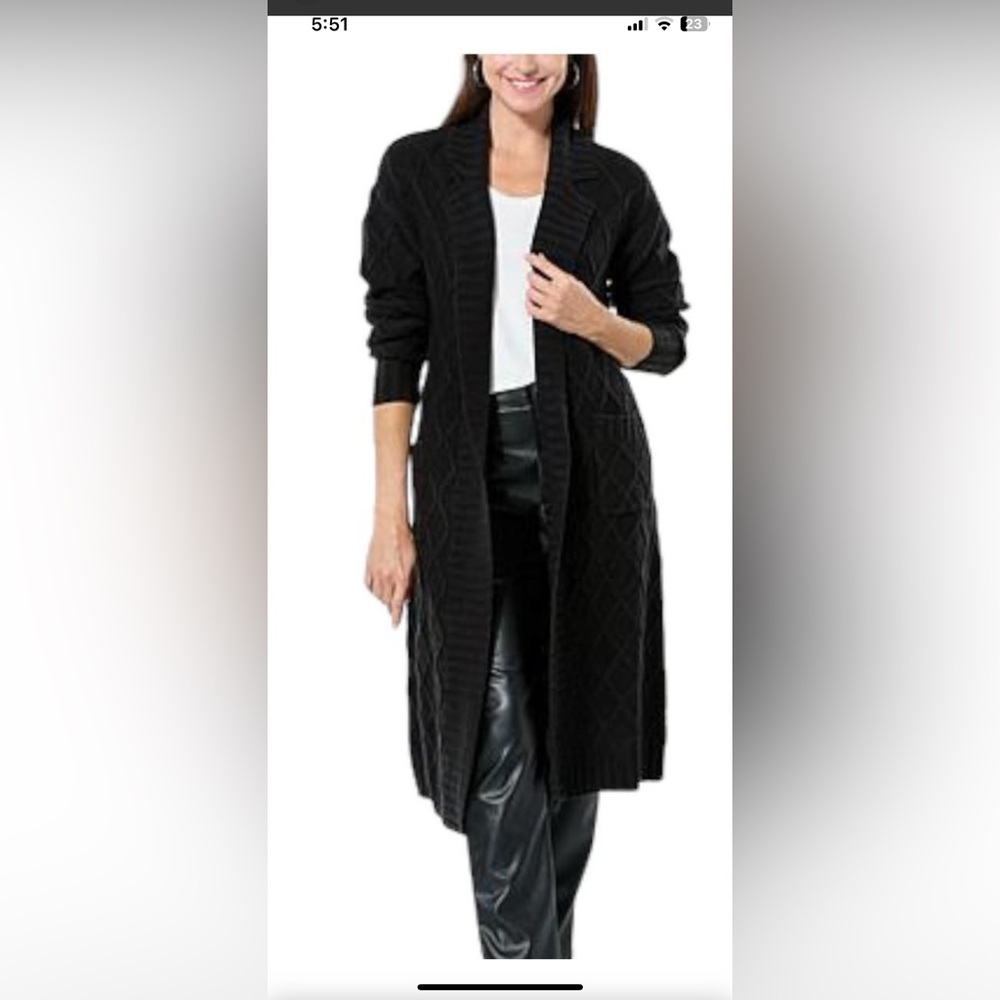 New G by Giuliana Black Long Cardigan with belt size XLarge 🍃🌻🍁🍂 BC BAG 02
